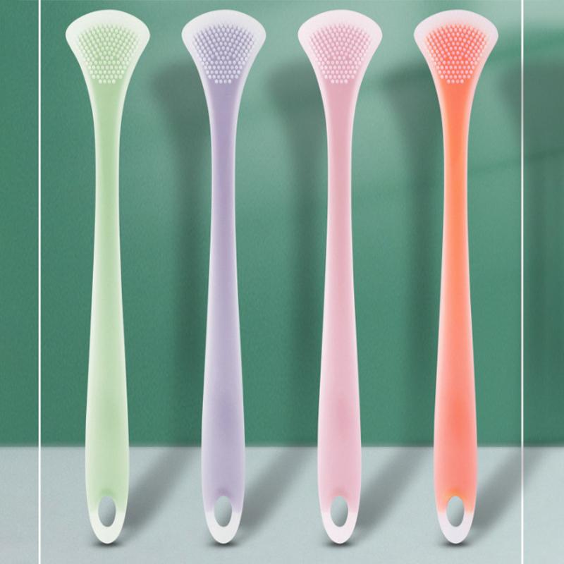 Tongue Cleaning Brush Soft Silicone Tongue Cleaning Tool Double Side Cleaning Massage Tongue Scraper Oral Health Care Tool