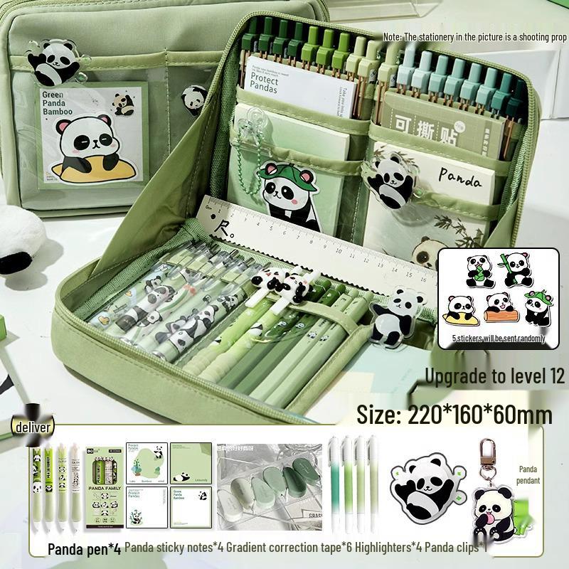 Panda 12-Fächer-Federmäppchen: Super große Schreibtischbox für Jungen & Mädchen - Süß für die Mittelschule