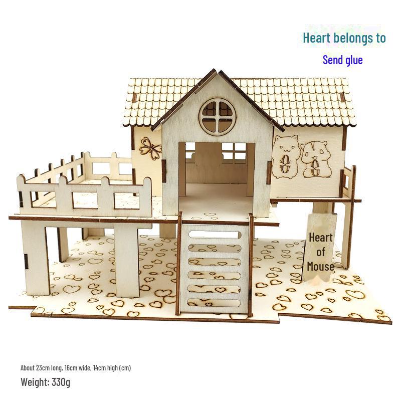 Hamster Spieltunnel aus Massivholz: Sportbahn, Treppensteigen, Unterstand & Fitnessplattform.