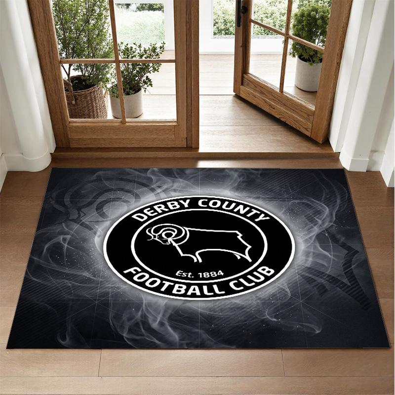 Derby County Design Crystal Velvet Rug Soft Decorative Mat for Bedroom Entrance