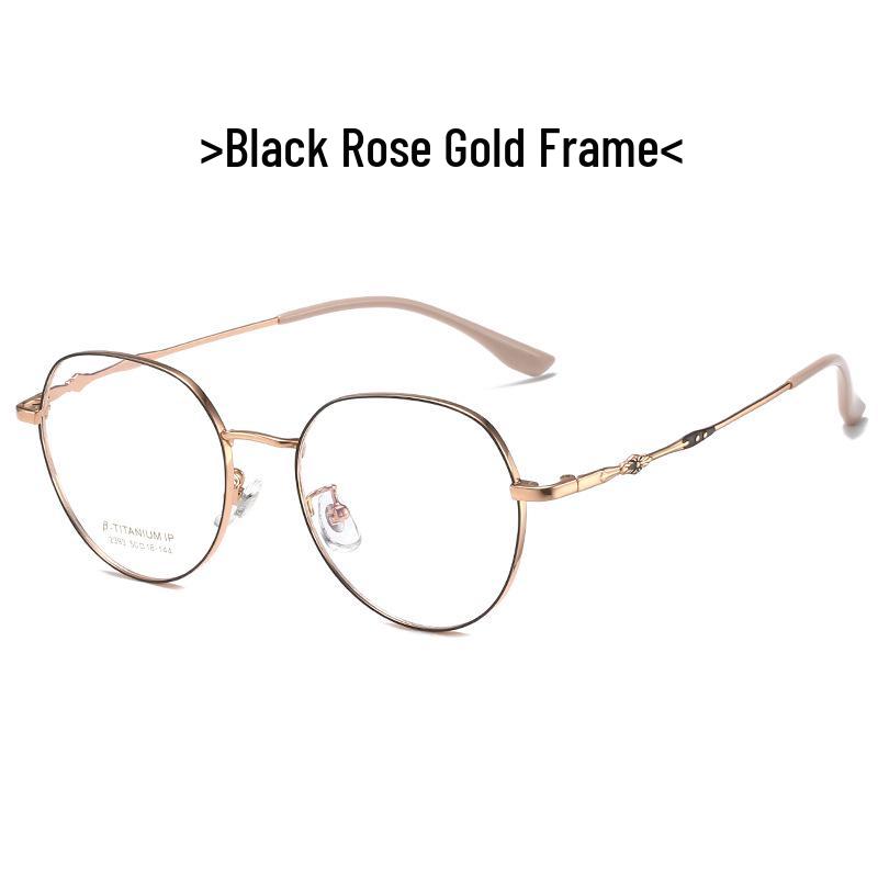 2023 Korean Style Ultra-light Titanium Round Glasses with Exquisite Crotone Temple