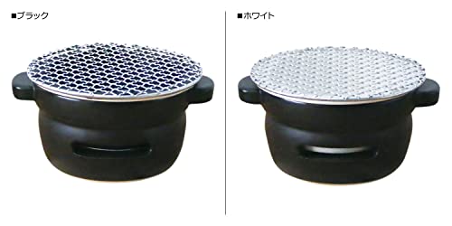 Kamoshika Douguten Tabletop Stove, Ceramic Charcoal Stove, Round, Small, Compact, Made in Japan, Black