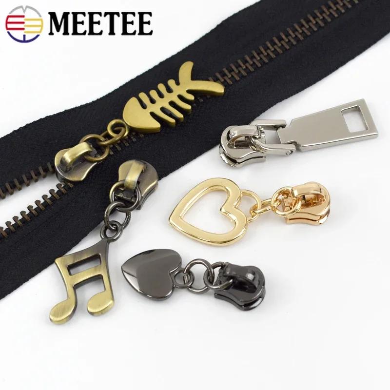 5/10/20Pcs Meetee 5# Zipper Slider for Metal Zips Handbag Purse Zippers Puller Head Jacket Replace Zip Closure Repair Accessory