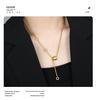 Brushed Roman Interlock Clavicle Chain: Luxury Titanium Steel Necklace for Women