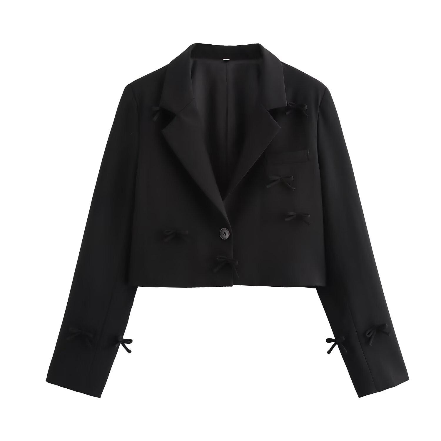 

2025 Early Spring Women s Fashion Short Bow Suit Jacket - European & American Style M