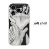 Minimalist Mono Grey Scale Holding Hands Graphic Art Film Aesthetic Protective Shockproof Bumper Case Cover For iPhone 14 15 16 Pro Max Plus