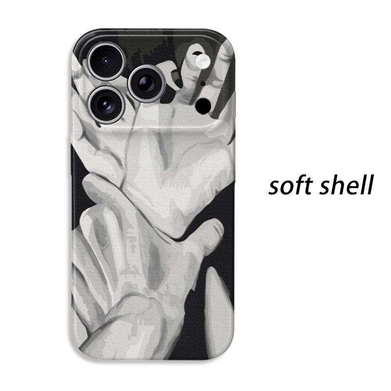 Minimalist Mono Grey Scale Holding Hands Graphic Art Film Aesthetic Protective Shockproof Bumper Case Cover For iPhone 14 15 16 Pro Max Plus