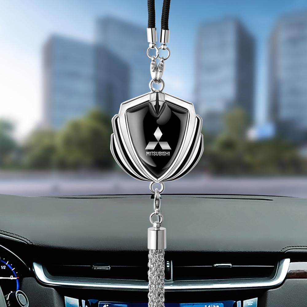 New Metal Car Badge Rearview Mirror Pendant Emblem Auto Interior Hanging Ornaments For Mitsubishi L200 Pajero Outlander Xpander