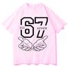 Funny 67 Hand Meme Number Print Men Women Short Sleeve Tee Shirt Fashion T-Shirts Round Neck Aesthetic Tops Hot Sale Streetwear