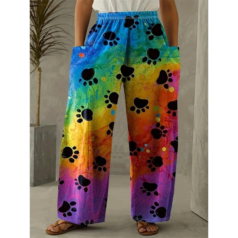 Women's Wide-legged Pants Exquisite Fun Graffiti Printing Pants Fashion Street Shooting Spring And Fall Pants With Pockets