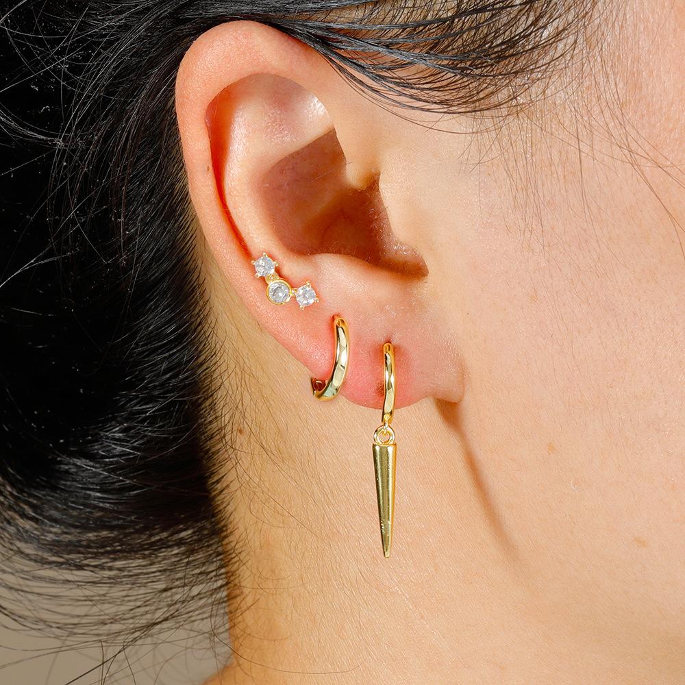 2pcs Stainless Stee Pendant Hoop Earring Trendy Punk Hip-hop Rivet Piercing Earrings For Women Gothic Party Wedding Jewelry Gift