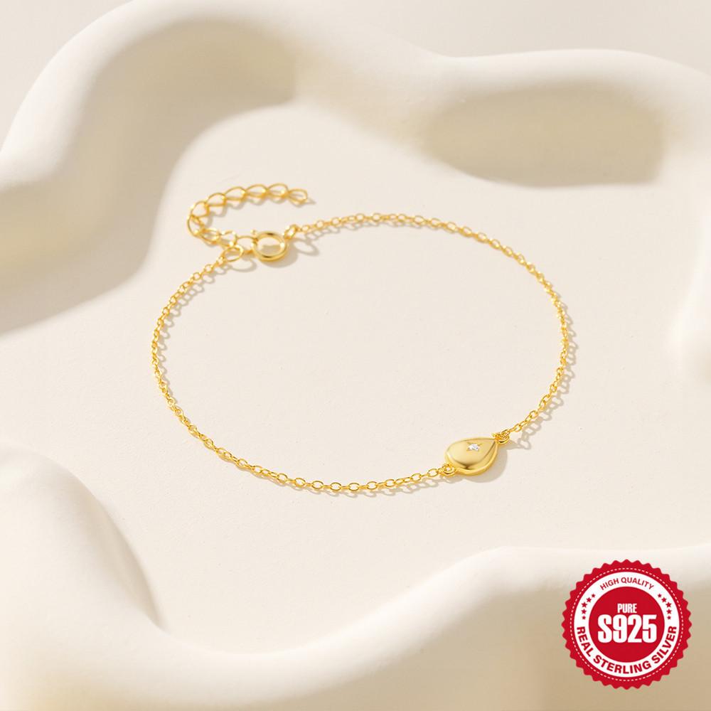 Fashion Trend S925 Sterling Silver Feng Shui Drop Four Corner Star Diamond Women'S Daily Bracelet