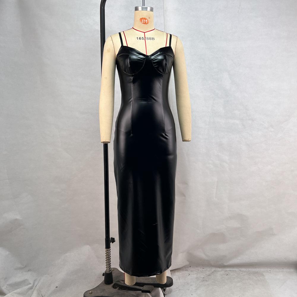 Women's Autumn and Winter Sexy Waisted Tight Split Package Hip Camisole Dresses