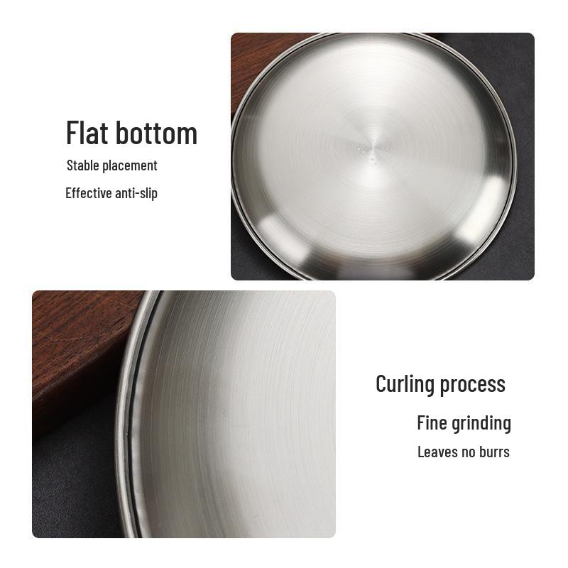304 Stainless Steel Gold Korean BBQ & Dessert Plate, Flat-Bottom Fruit Tray