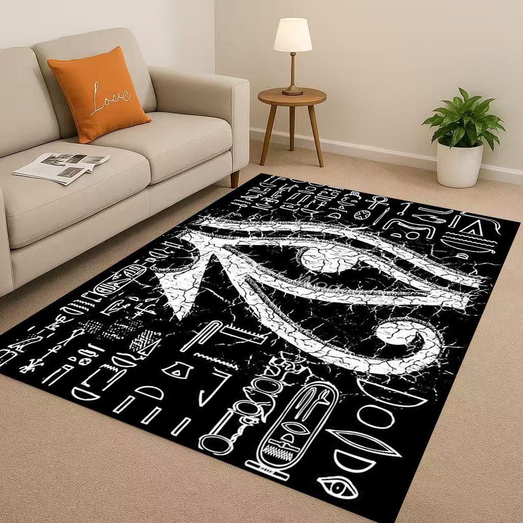Retro Ancient Egypt Pictographic Eye of Horus Living Room Non-Slip Area Rug Carpet for Bedroom Sofa ,Easy Clean Home Doormat