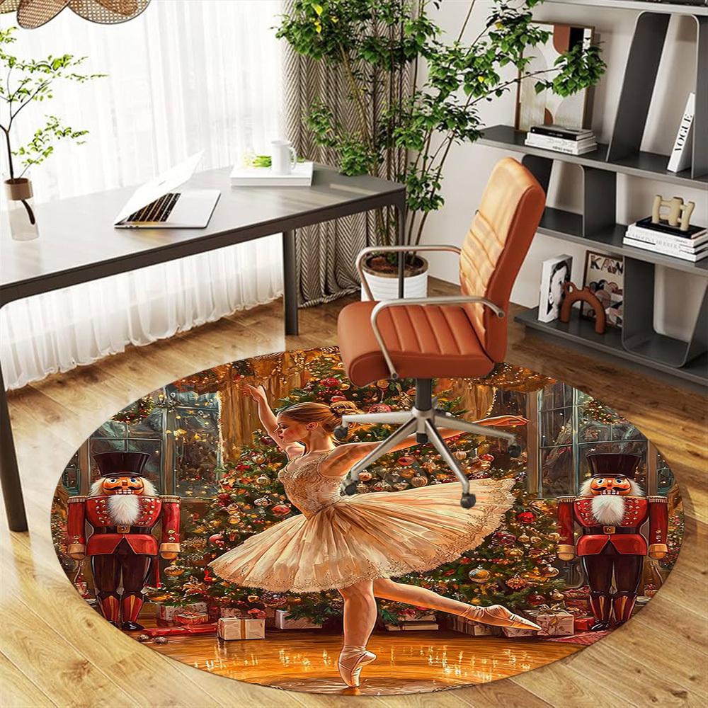 1PC ballet dancer christmas Office Round Area Rug, Under Office Chairs Bedroom Living Room Home Decor,Carpet for Office, -1110211