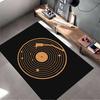 Vinyl Record Style Design In Black and Gold Non-slip Rug Suitable for Living Room and Bedroom Sofas