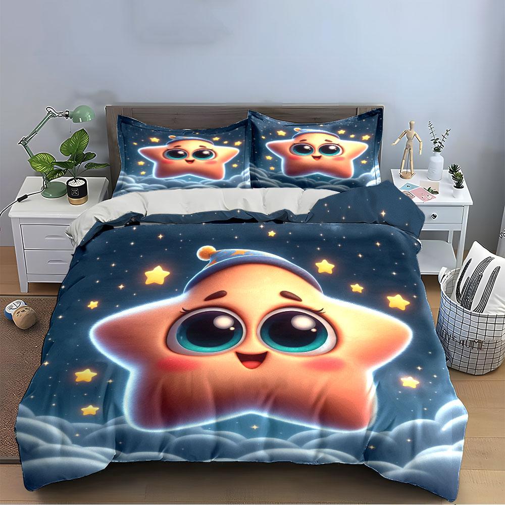 Cute Star Character Bedding Set Bedding Duvet Cover Set Duvet Cover Pillowcases (1 * Duvet Cover 2 * Pillowcases, without duvet insert)
