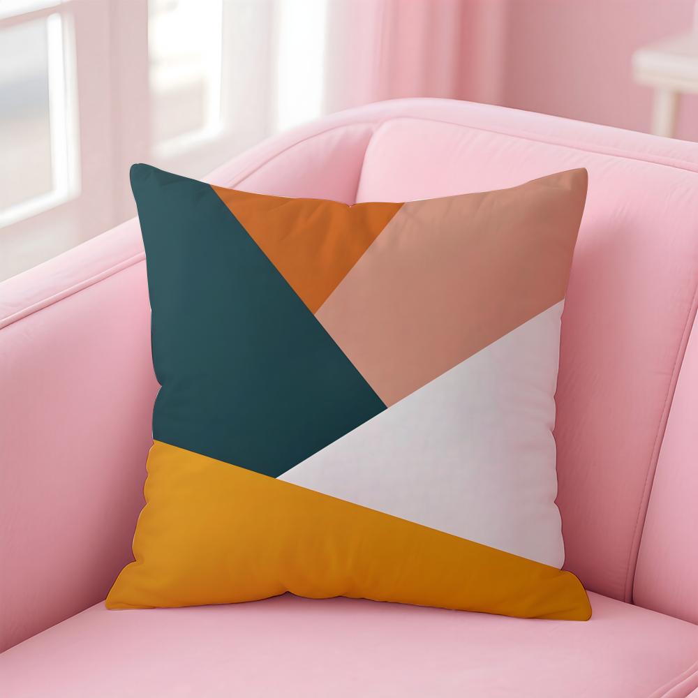 Trendy Color Block Geometry Modern Art Cushion Cover Pillowcase Short Plush Invisible zipper Room Sofa Cushion Cover 40x40cm 16x16in