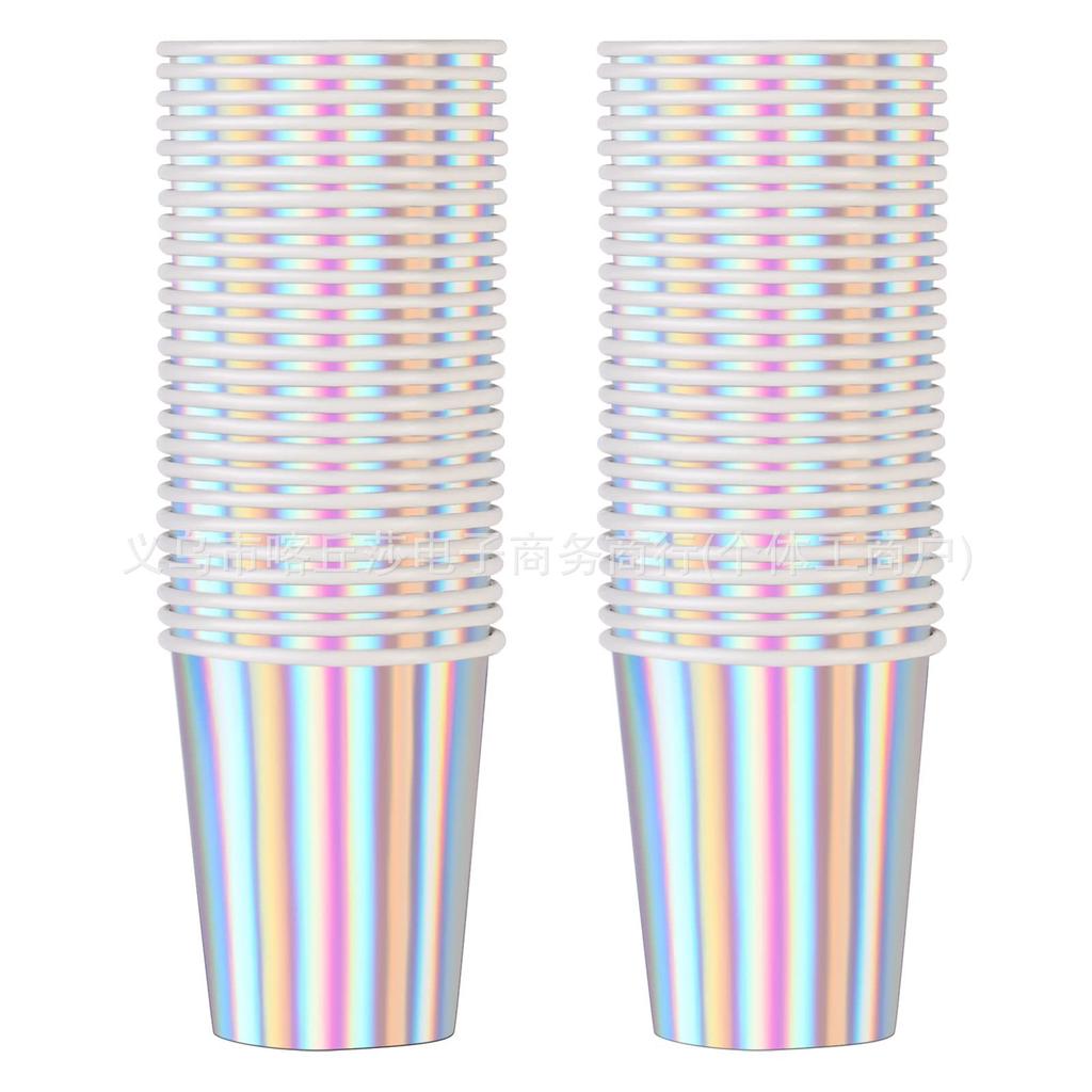 Disposable Bronzing Paper Cup Laser 9 Ounces Paper Cup Birthday Party Decoration Supplies Manufacturer Spot