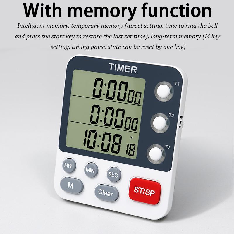 Three-channel Timer Reminder Timer Kitchen Cooking Industry Students Can Turn Off and Mute