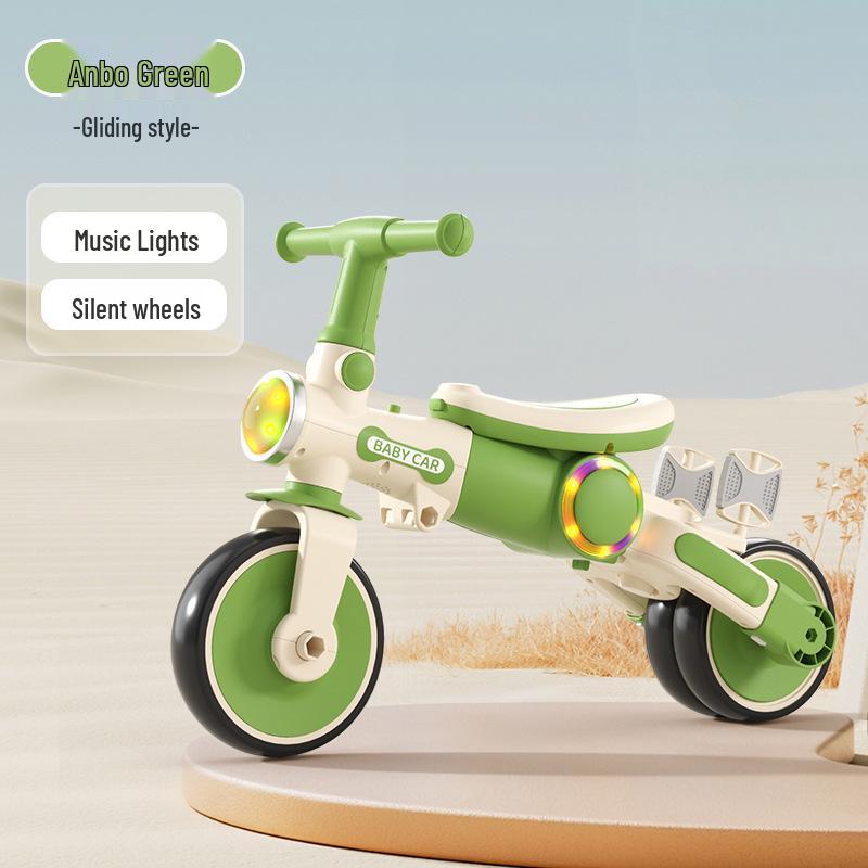 Kids' Tricycle Stroller with Pedal Car, Balance Bike, Music, and Lights for Ages 1-5