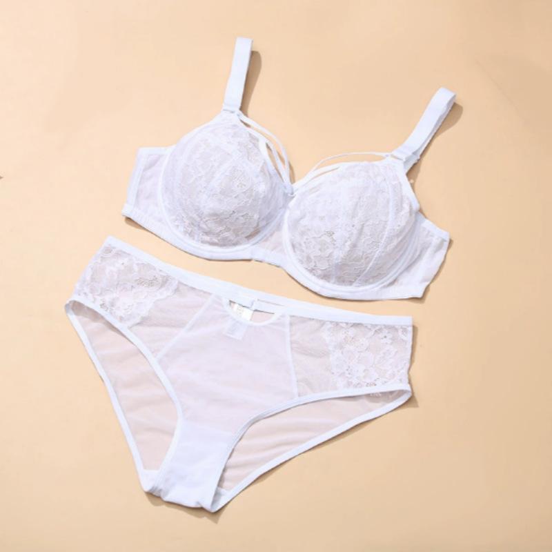 Large Breasts Show Small Lace Gathered Large Size Underwear Set Thin Full Cup Fat Girl Bra