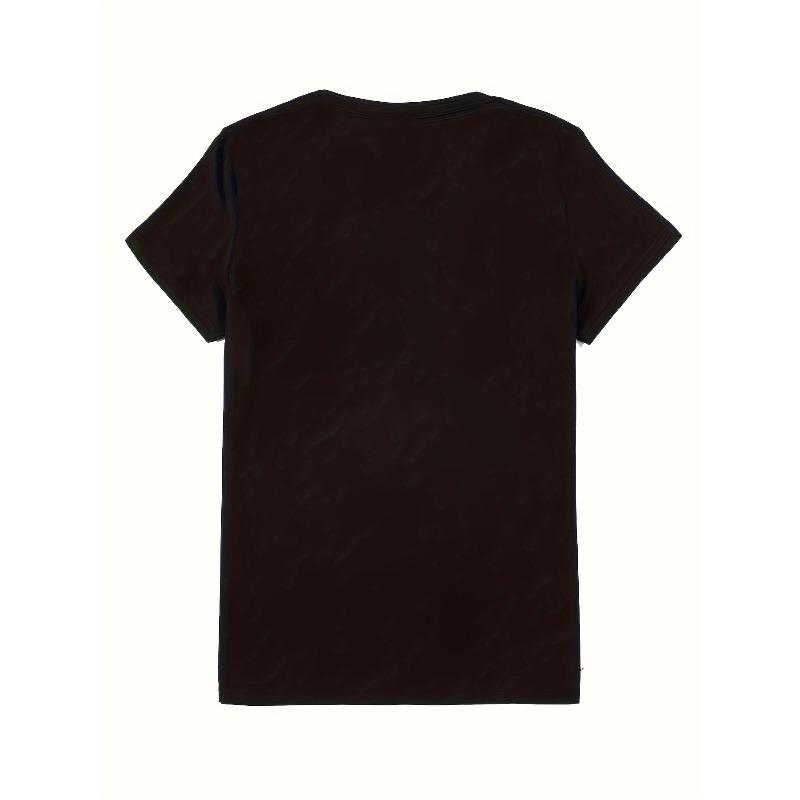 European Size Plus Size Casual T-shirt, Women's Plus Colorful Figure Print Short Sleeve Round Neck T-shirt