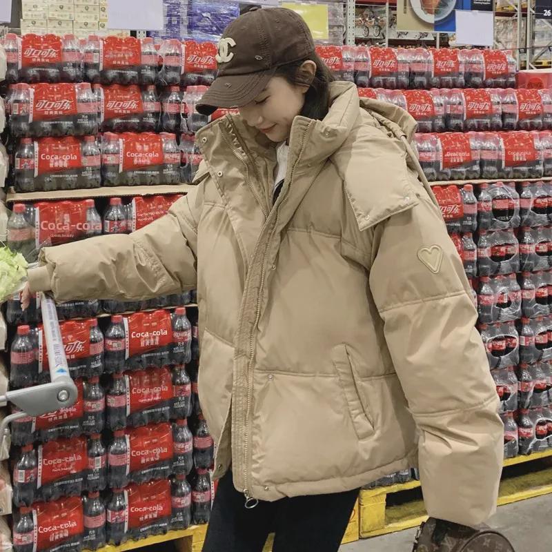 Women's Short Hooded Cotton Jacket - Korean Style Design, Thickened