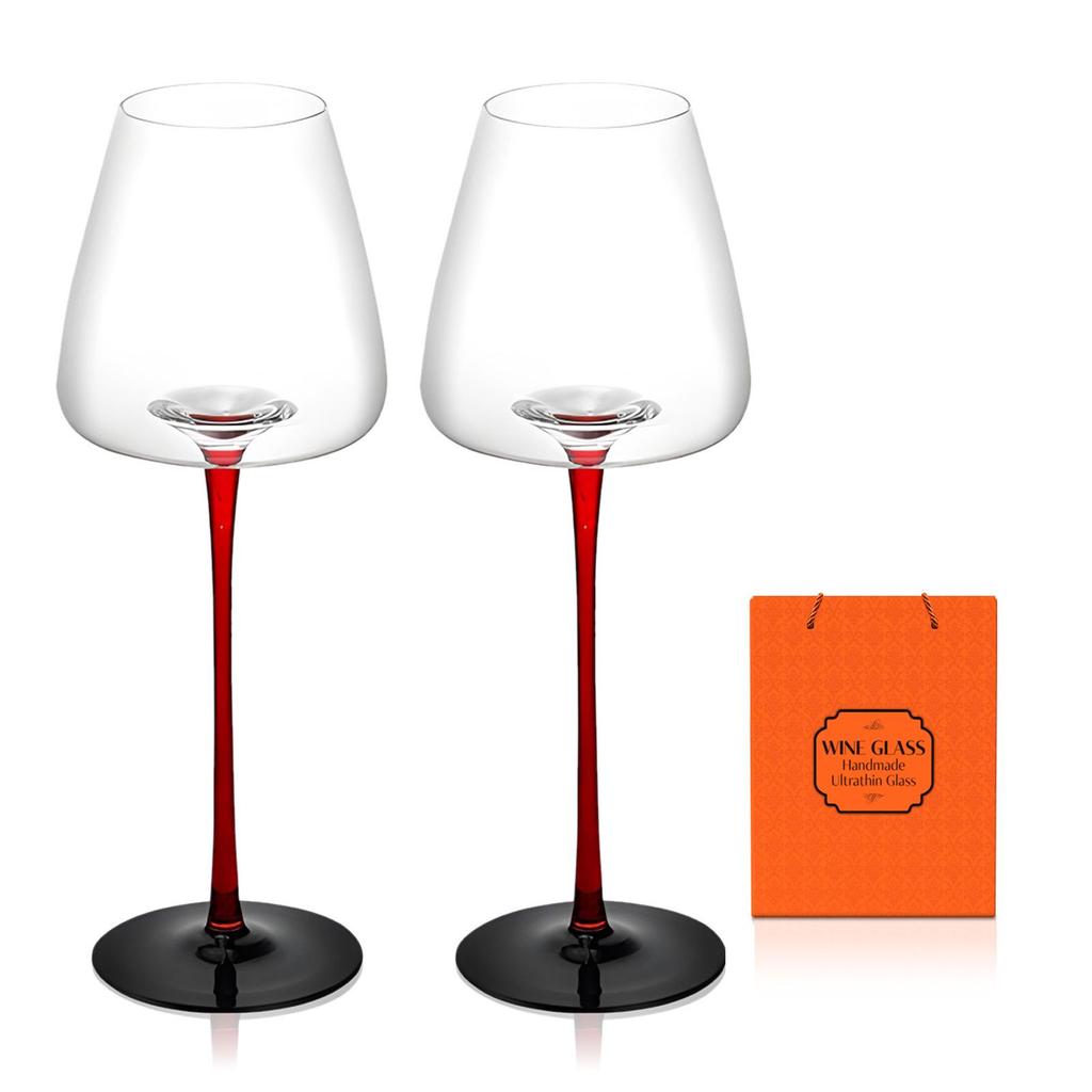 Belly-Shaped Crystal Red Wine Glass Set: Two-Piece High-Stemmed Glasses with Indented Bottom, Perfect for Gifts and Celebrations