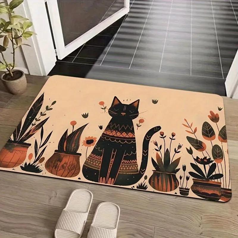 1PC Flower and Bird Pattern Door Mats Kitchen Rugs Non-Slip Pop Design Bedroom Rugs Bath Mat Carpet for Home Sink Laundry Decor