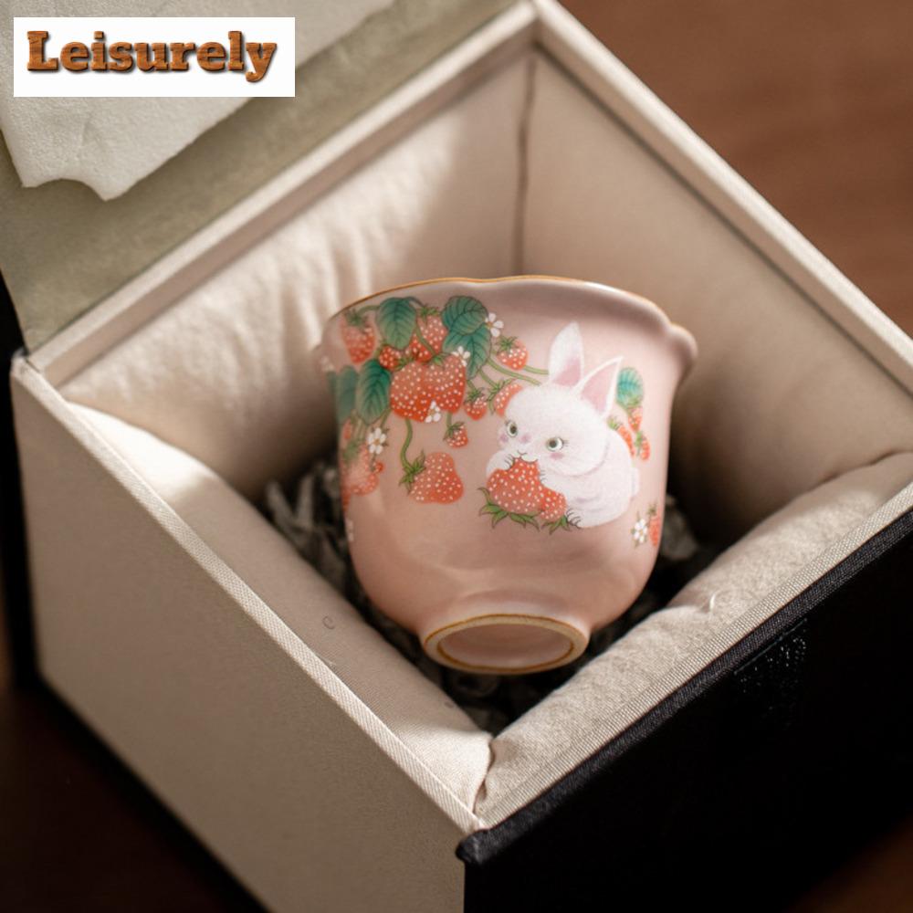 55ml Imitație Song Roz Ru Cuptor Porțelan Ceașcă de Ceai Lux Ușor Ceramică Ceașcă de Miros Deschidere pentru Cultivare Degustare Ceașcă Maestră