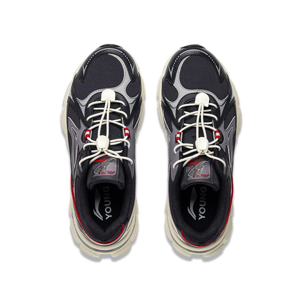 Li Ning Kids Sports Lifestyle Series Comfortable Fashion Non-Slip Wear-Resistant Low-Top Casual Shoes Kids Casual Shoes Dark-Night-Black YKCU180-1