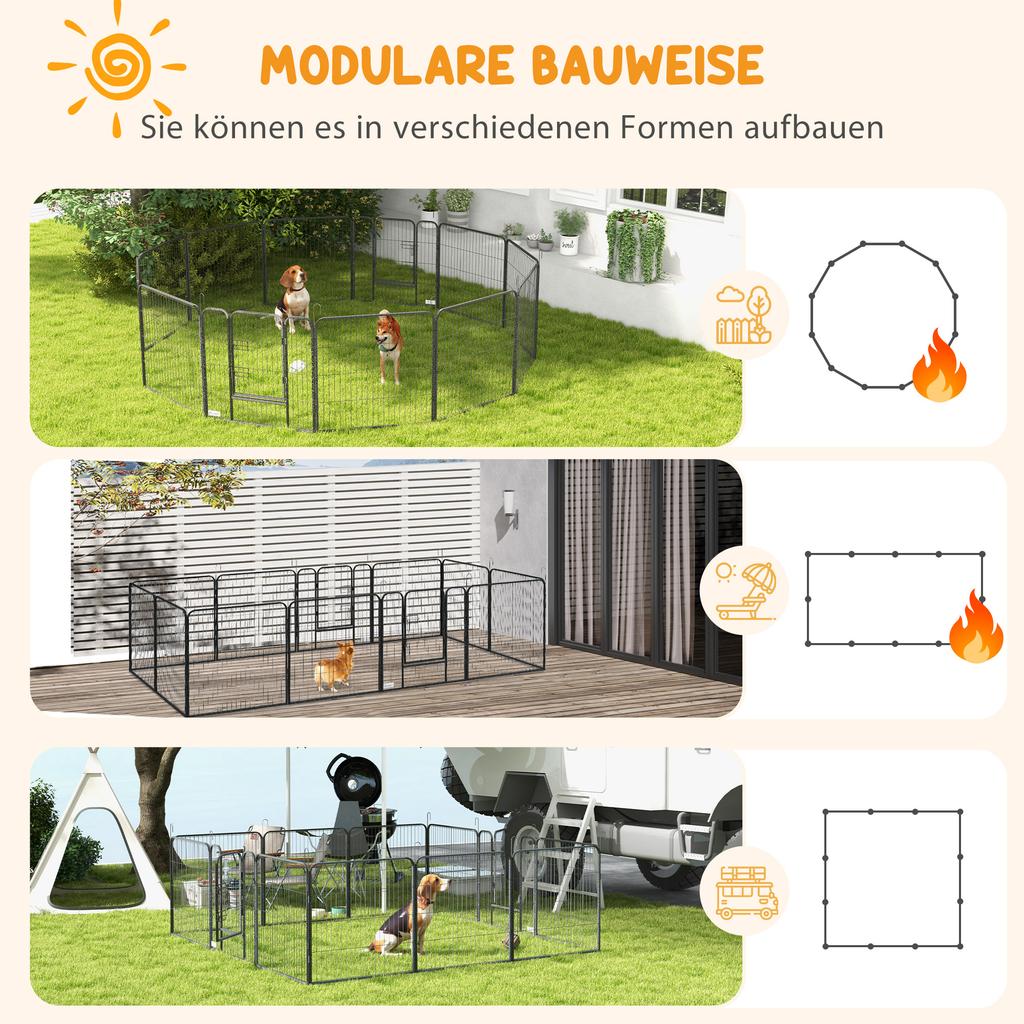 12 Panels Heavy Duty Puppy Playpen, for Small Dogs, Indoor and Outdoor Use - Silver