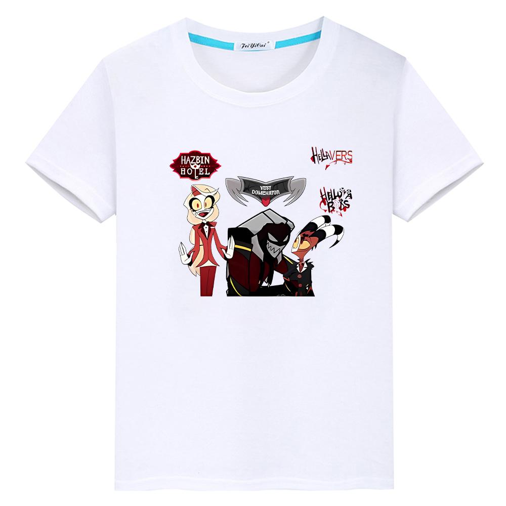 t shirt for kids boy10year helluva boss Print 100%Cotton Christmas anime Tops Short y2k pride tshirt Cute Tees girl clothes
