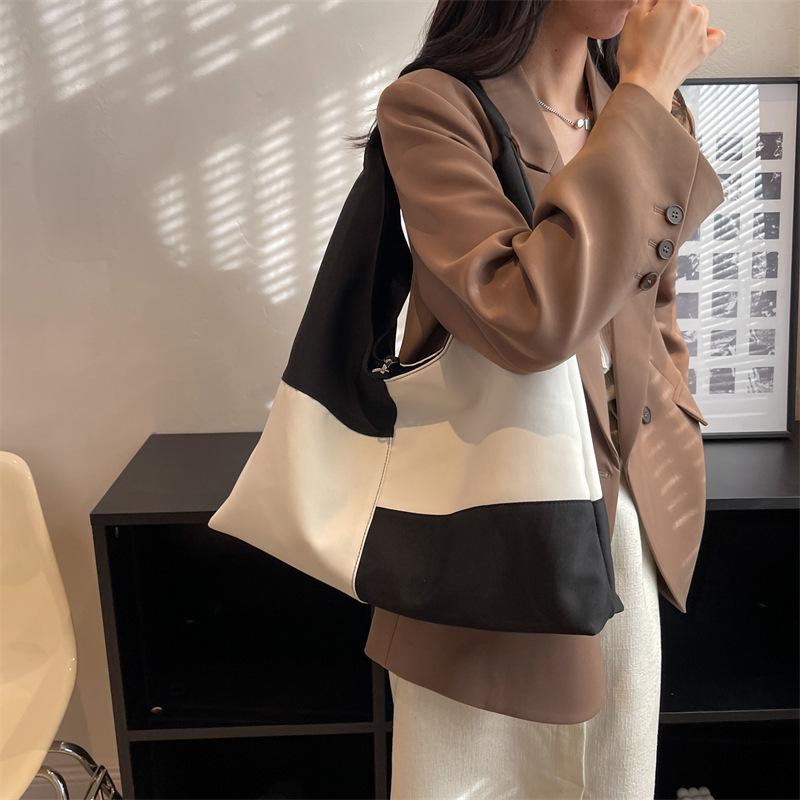 Patchwork Canvas Bag Women Shoulder Bag