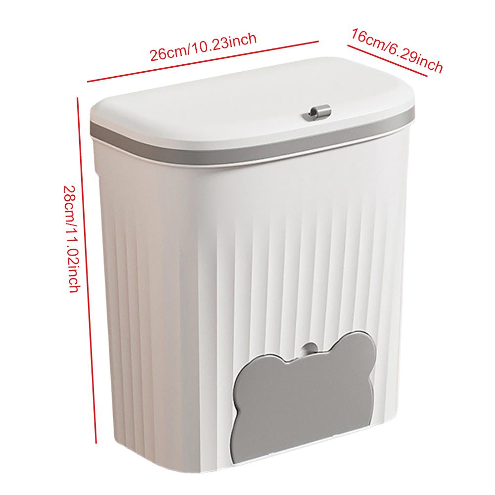11L/3gal Wall Mounted Hanging Waste Bin with Lid Cabinet Door Trash Can Household Food Garbage Bin for Counter Top Or Under Sink