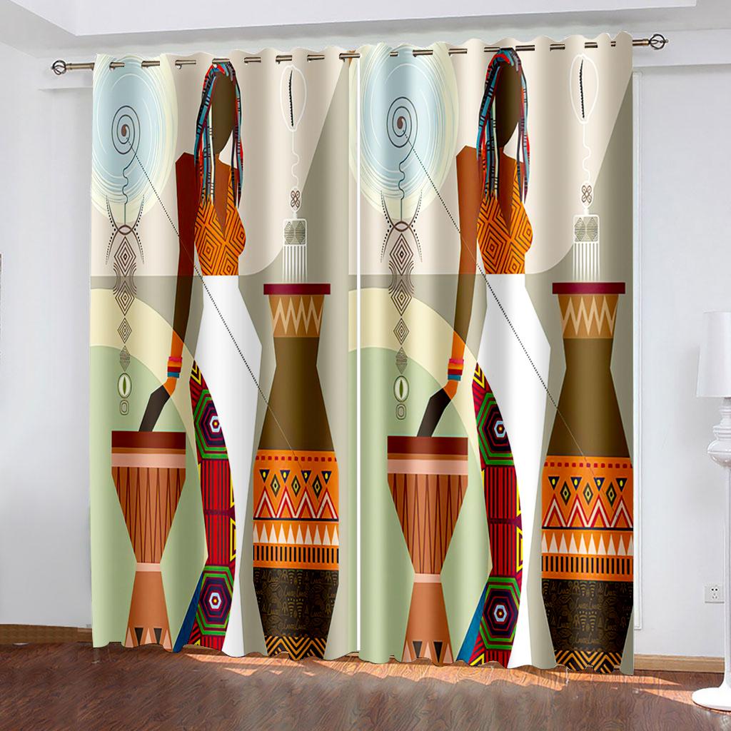 

Индийская женская затемняющая штора для спальни, занавеска для гостиной, индийский стиль, шторы, декор(2Панели) Котинас Де Сала W132cm x H160cm&Grommet