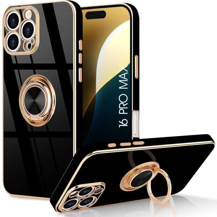 Coque de protection pour téléphone - BOOLING - iPhone 16 Pro Max - Antichoc en TPU - Support rotatif 360° - Noir