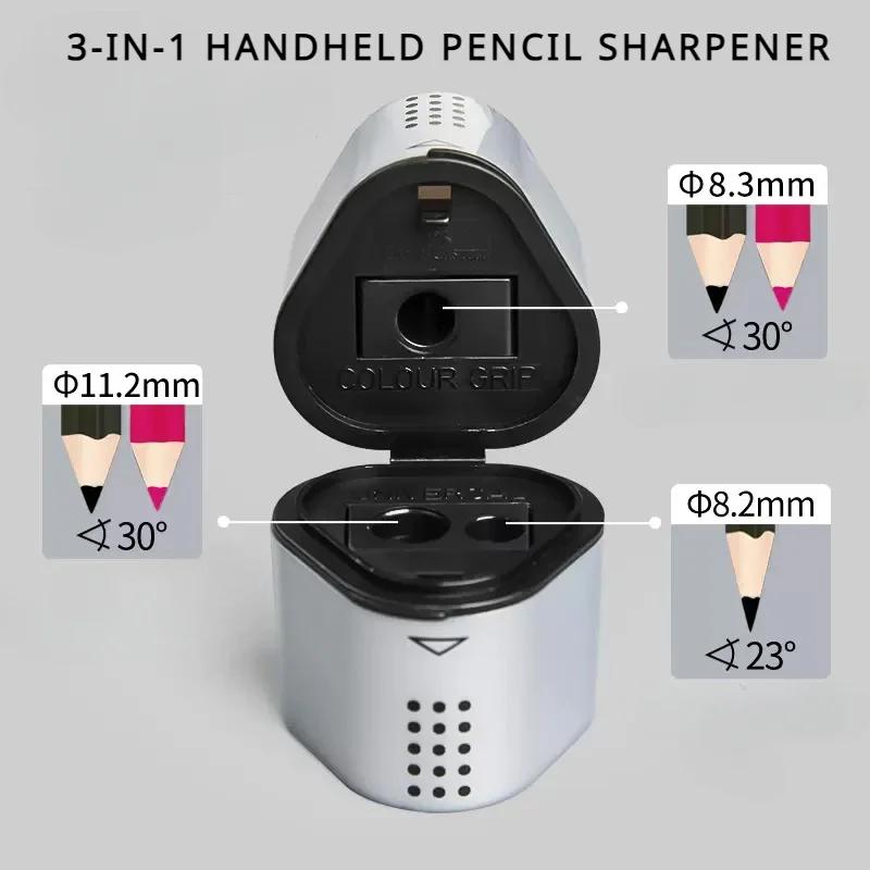 Faber-Castell Grip Trio 3-in-1 Artist Pencil Sharpener Manual Handheld Sharpener for Colored Pencil, Jumbo and Graphite Pencils