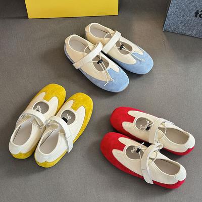 Spring and Summer New Leather Ballet Single Shoes Casual Versatile Fashion Velcro Mary Jane Women's Shoes