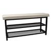 Shoe Rack with Cushion Iron Sponge Wooden Shoe Storage Bench Organizer for Entryway Living Room Hallway Balcony