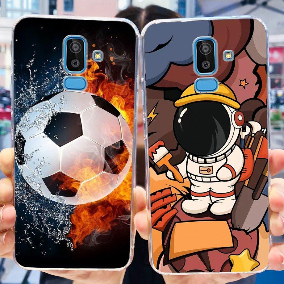 Funda Coque For Samsung Galaxy J8 J810F Cover Case Cartoon Cat Skull Back Shell For Samsung J8 2018 Soft Clear Silicone TPU Capa