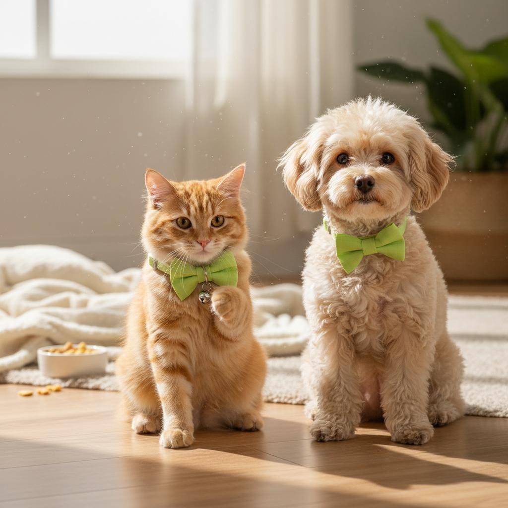 Pet Collar with Bowtie for Cats and Dogs Adjustable Anti-Choking Nylon Bell Decoration Green