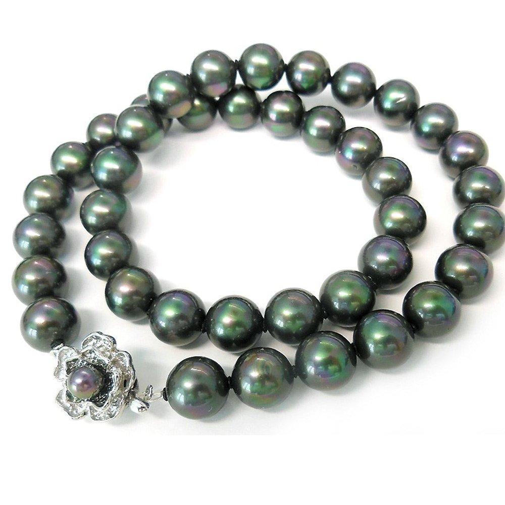 

[Your and My Jewelry Box] Black Pearl Necklace - Peacock Color Black Mother-of-Pearl Pearl 10.0mm up, 45cm (Single Item) ¥9940 Made in Japan [Gift