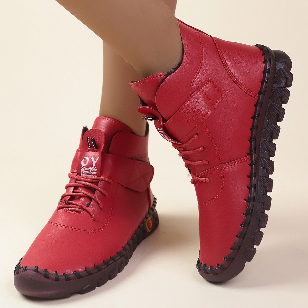 

Winter Large Size Women with Lace up round Head Furry Warm Inner Short Female Cross Border New Slip on 40