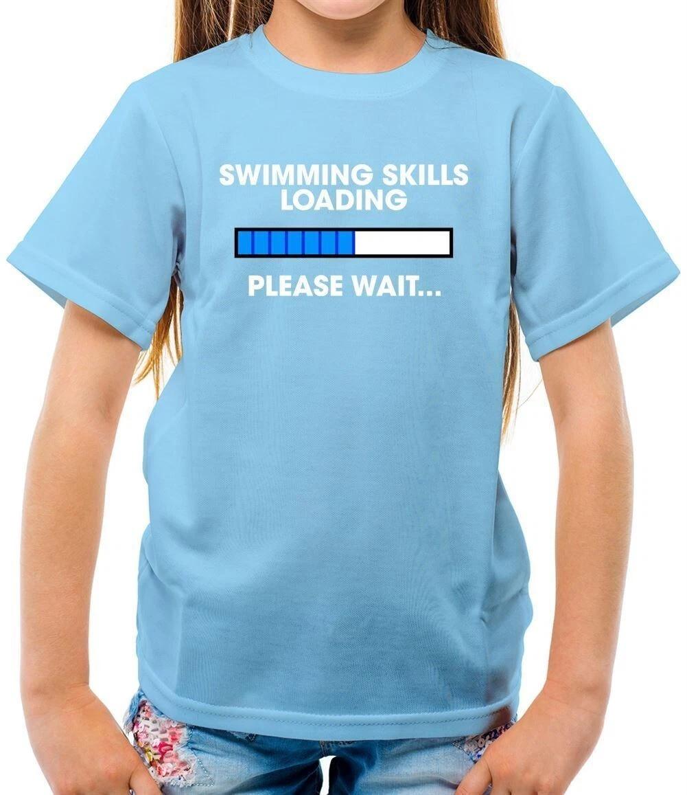 Swimming Skills Loading Please Wait - Kids T-Shirt - Swimmer Swim Pool Funny 140