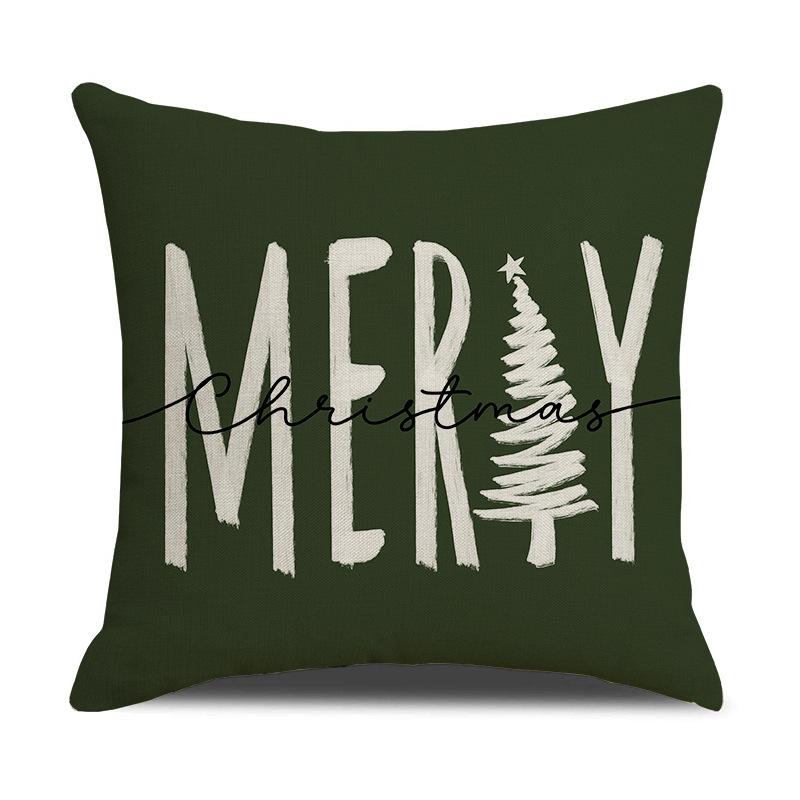 New Red Christmas Pillow Cover Linen Letter Print Pillow Living Room Decoration Sofa Cushion Cover