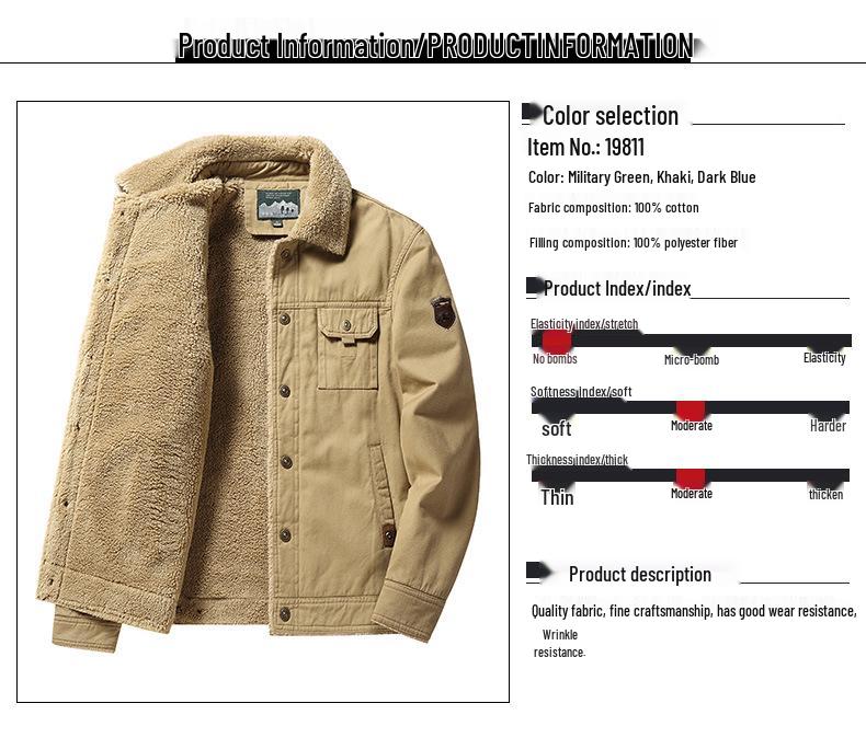 2025 Men's Washed Cotton Velvet-Enhanced Lapel Jacket - Warm Autumn/Winter Casual Outerwear