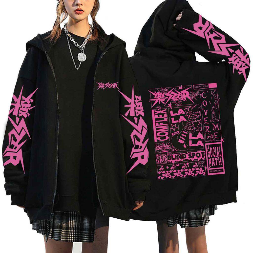 Moletom Feminino Casual Fashion Estampado de Manga Longa com Zíper e Capuz